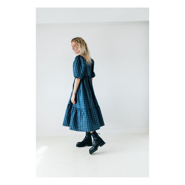 Serenity Checked Midi Dress | Blu