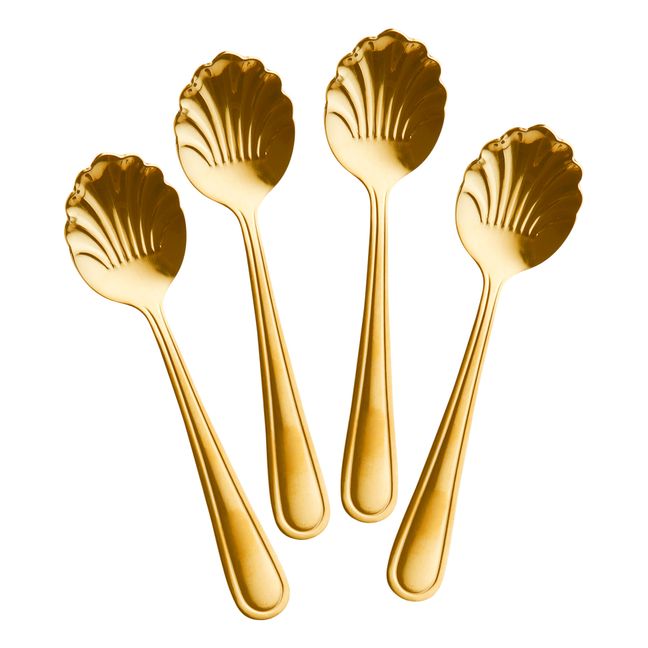 Shell Spoons - Set of 4 | Gold