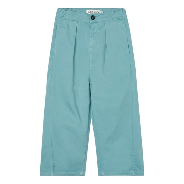 Organic Cotton Flowy Trousers Azul Cielo