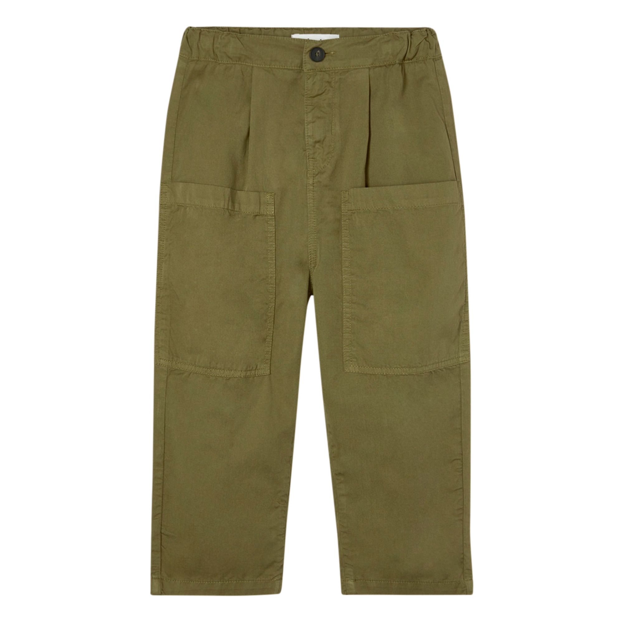 Organic Cotton Pocket Jeans Verde militare Main Story Moda Teenager, Bambino