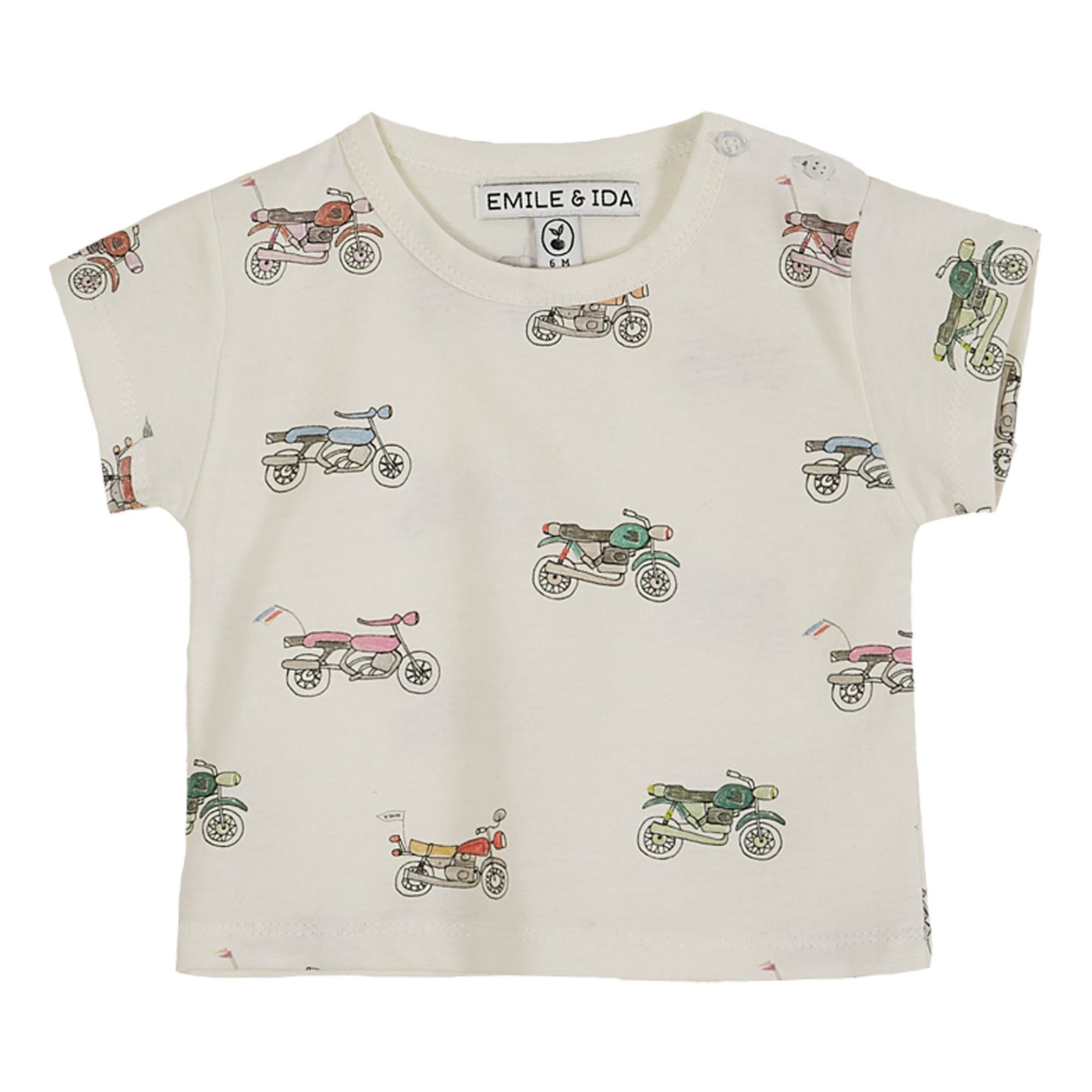 Emile et Ida - T-Shirt Coton Bio Moto - Garçon - Ecru