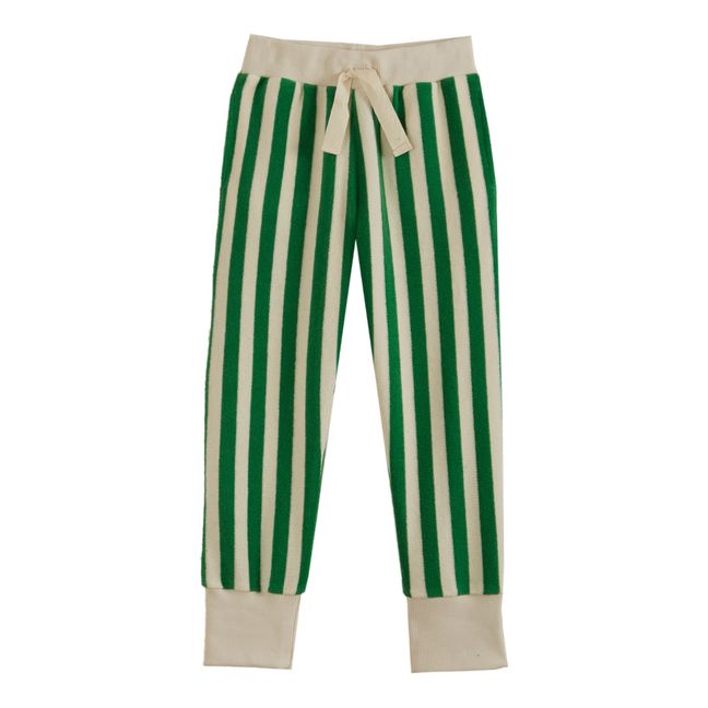 Pantalón de chándal de tejido rizo de rayas Verde