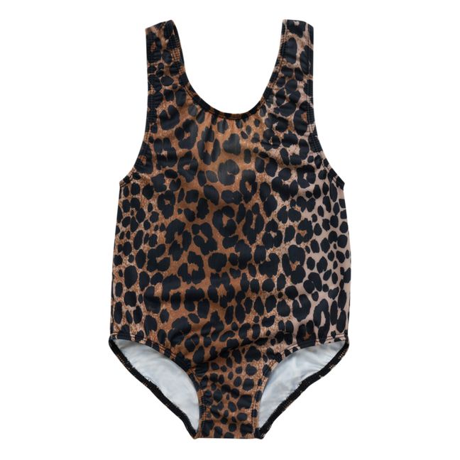 Leopard Recycled Polyester Swimsuit Brown