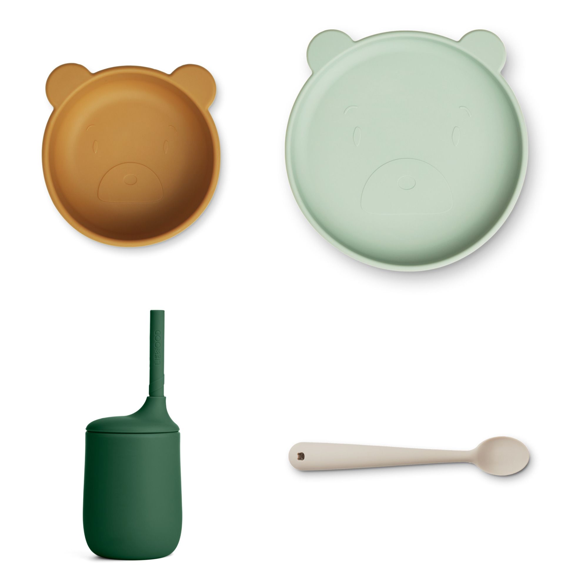Catchy Bear Tableware Set - 4 pieces | Brown- Product image n°0