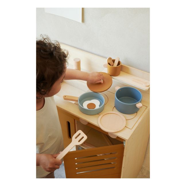 Casserole et poêle Antonio en bois - Set de 4 | Bleu