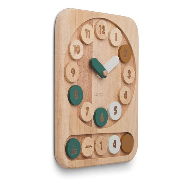 Horloge éducative Yelena en bois | Vert