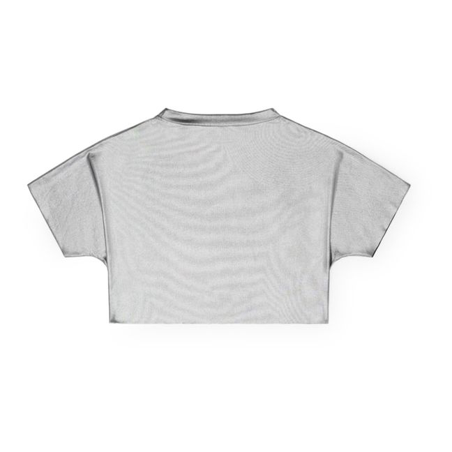 T-Shirt Cropped Futuristic  Silber