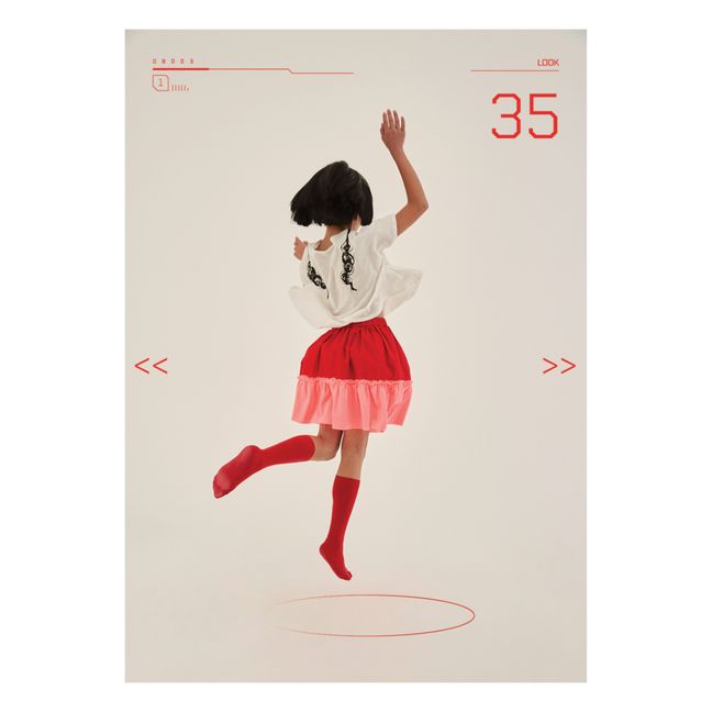 Kawaii Two-Tone Skirt Red