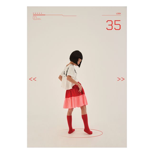 Kawaii Two-Tone Skirt Red