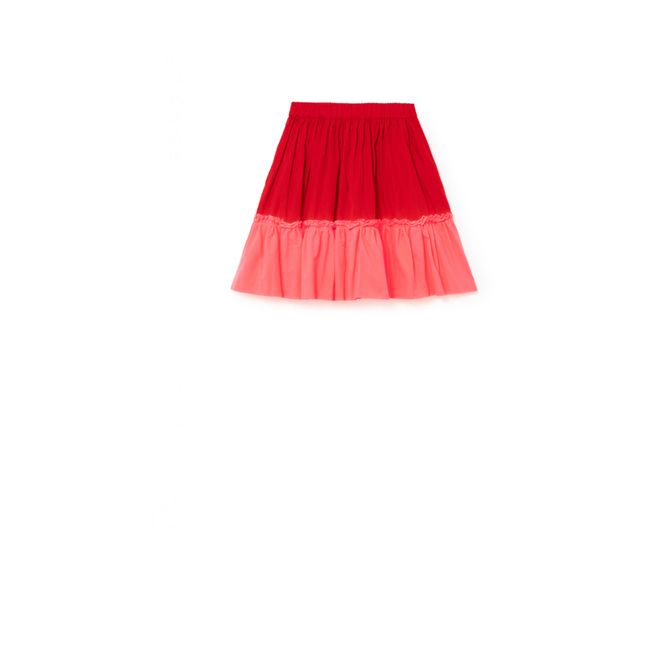 Falda bicolor Kawaii Rojo
