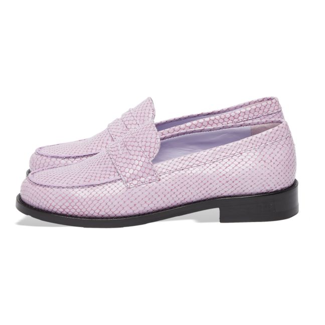 Python Print Leather Loafers Lilac