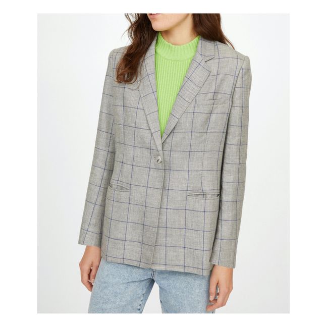 Joseph Checked Wool and Linen Jacket Grey