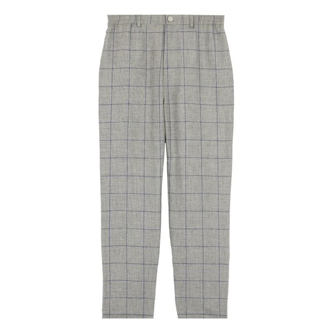 Bloom Checked Wool and Linen Trousers Grey