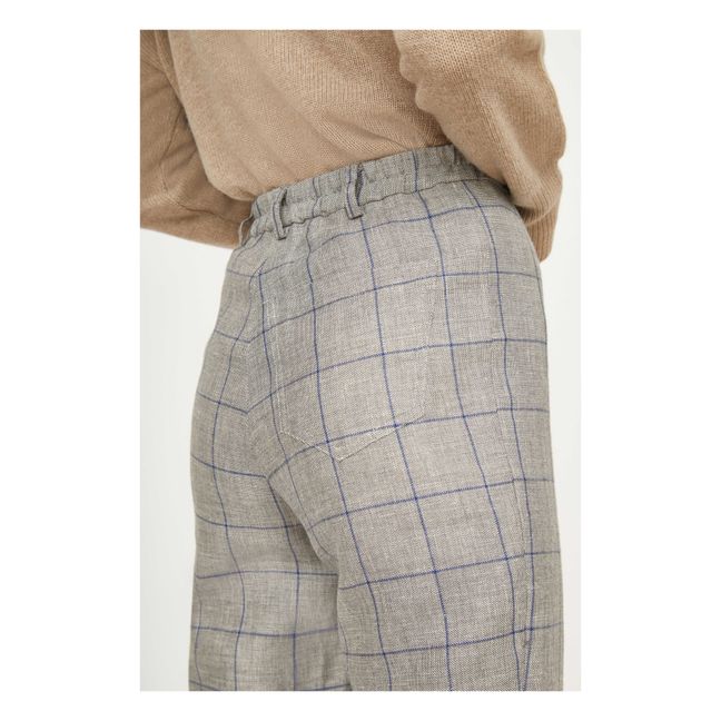 Pantaloni Bloom a quadri, in lana e lino Grigio