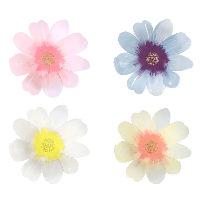 Platos grandes de papel Flores - Set de 8