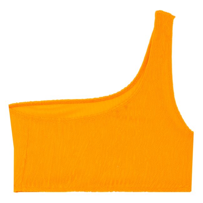 Top de bikini Lino efecto gofrado Naranja