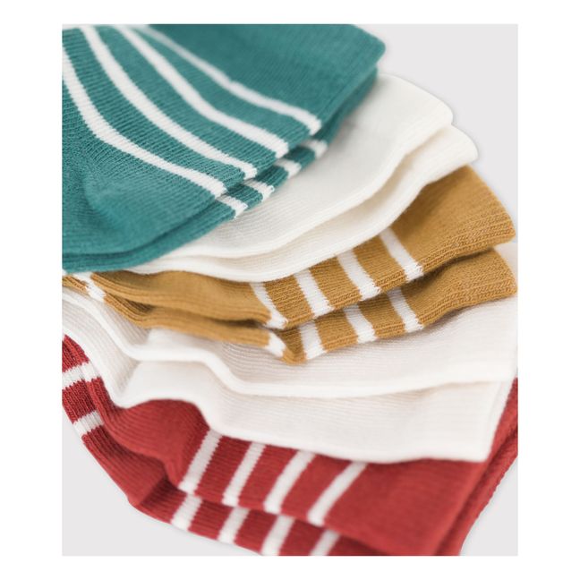 Striped Socks - Set of 4 Brown