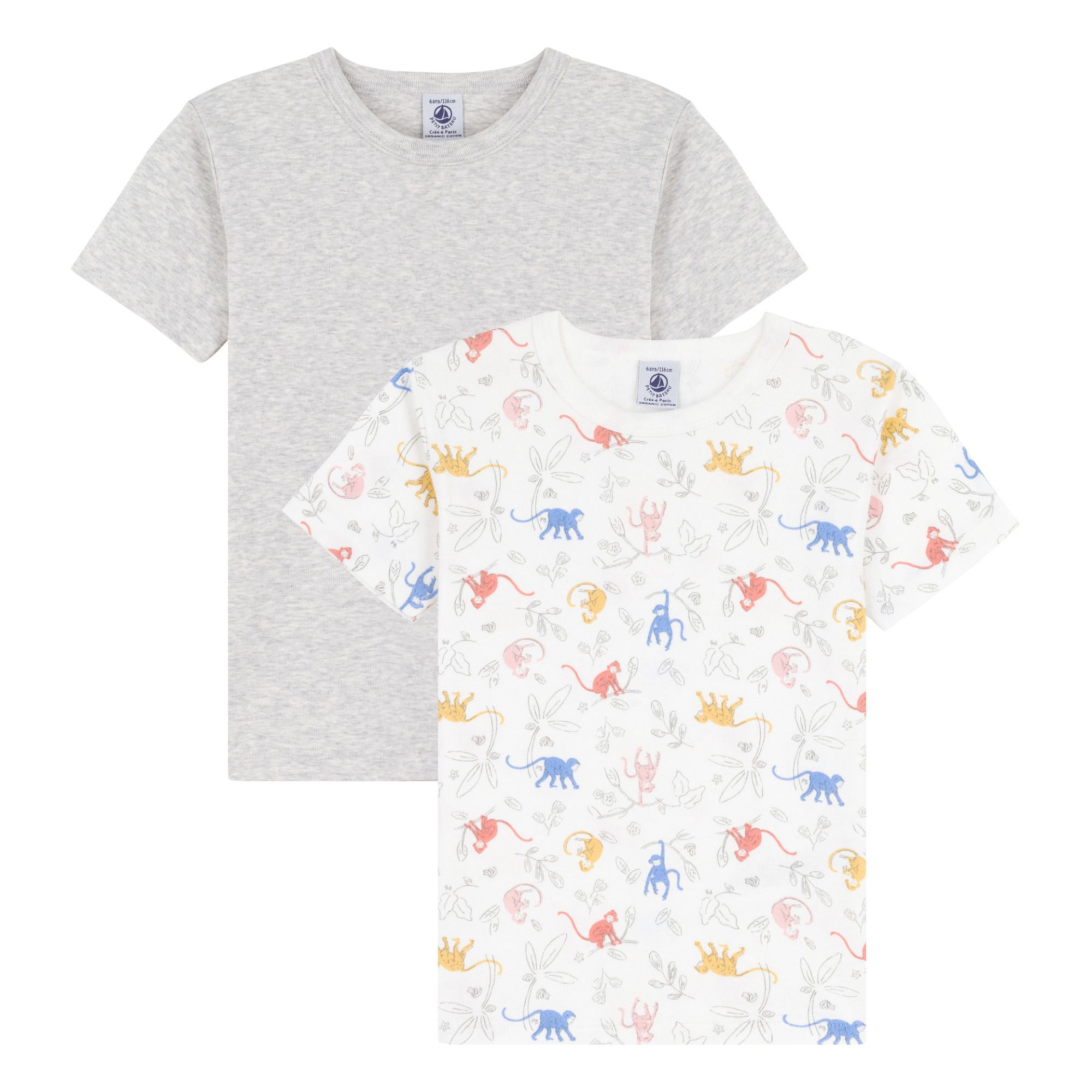 Petit Bateau - Lot 2 T-shirts Coco Coton Bio - Garçon - Blanc