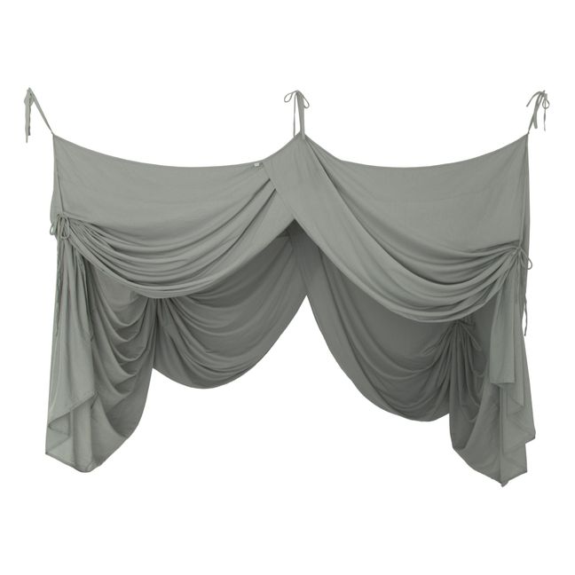 Organic Cotton Four-Poster Bed Canopy Silver Grey S019