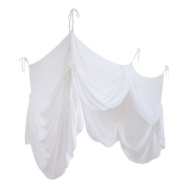 Organic Cotton Four-Poster Bed Canopy White
