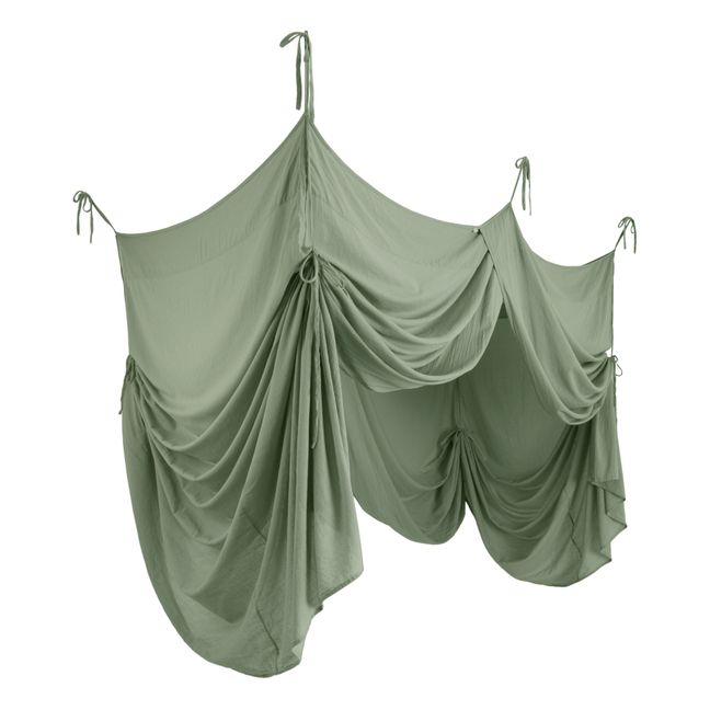 Organic Cotton Four-Poster Bed Canopy Sage Green S049