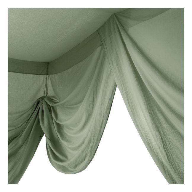 Organic Cotton Four-Poster Bed Canopy Sage Green S049