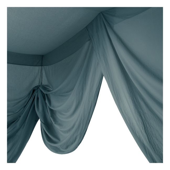 Organic Cotton Four-Poster Bed Canopy Ice Blue S032