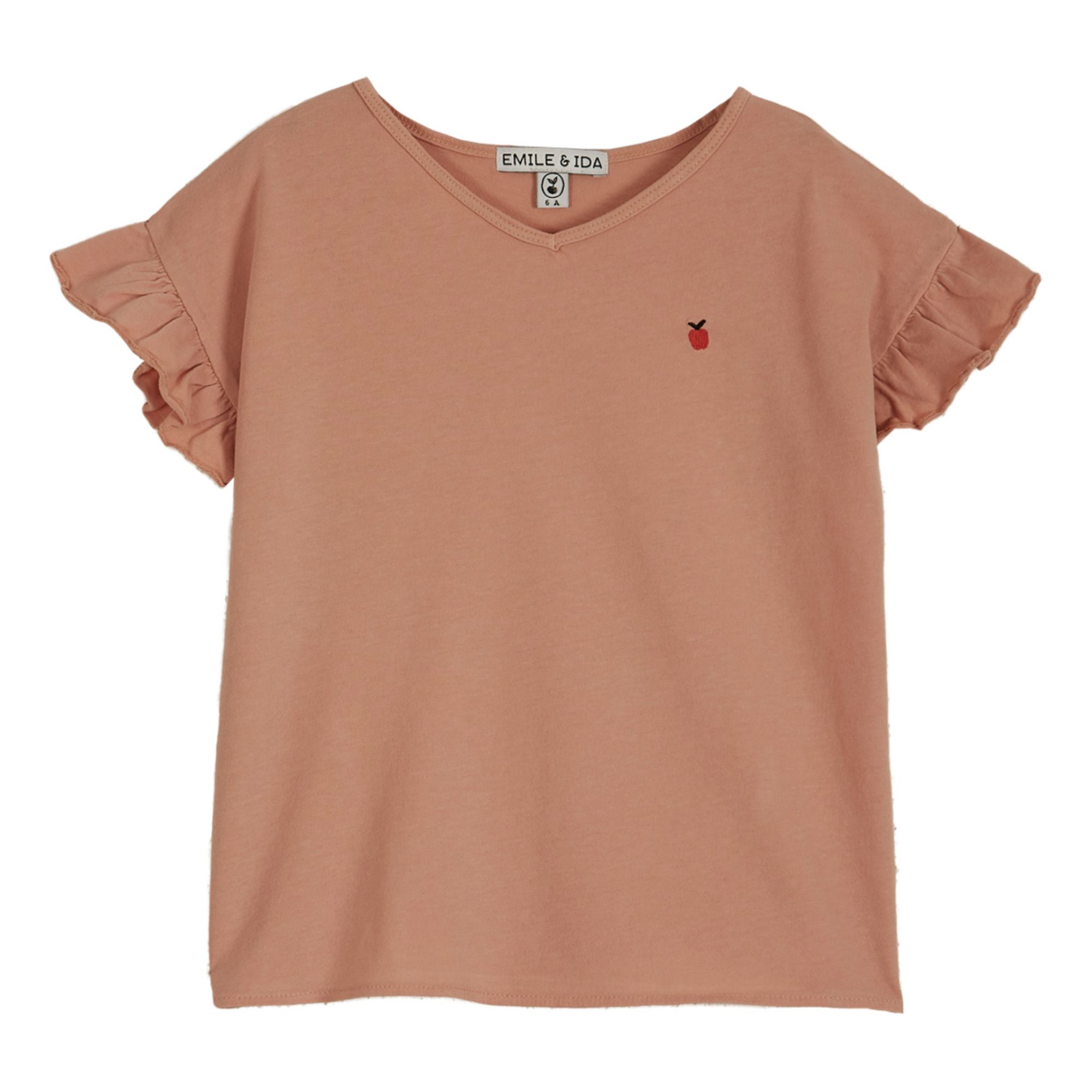 Emile et Ida - T-Shirt Coton Bio - Fille - Rose pêche