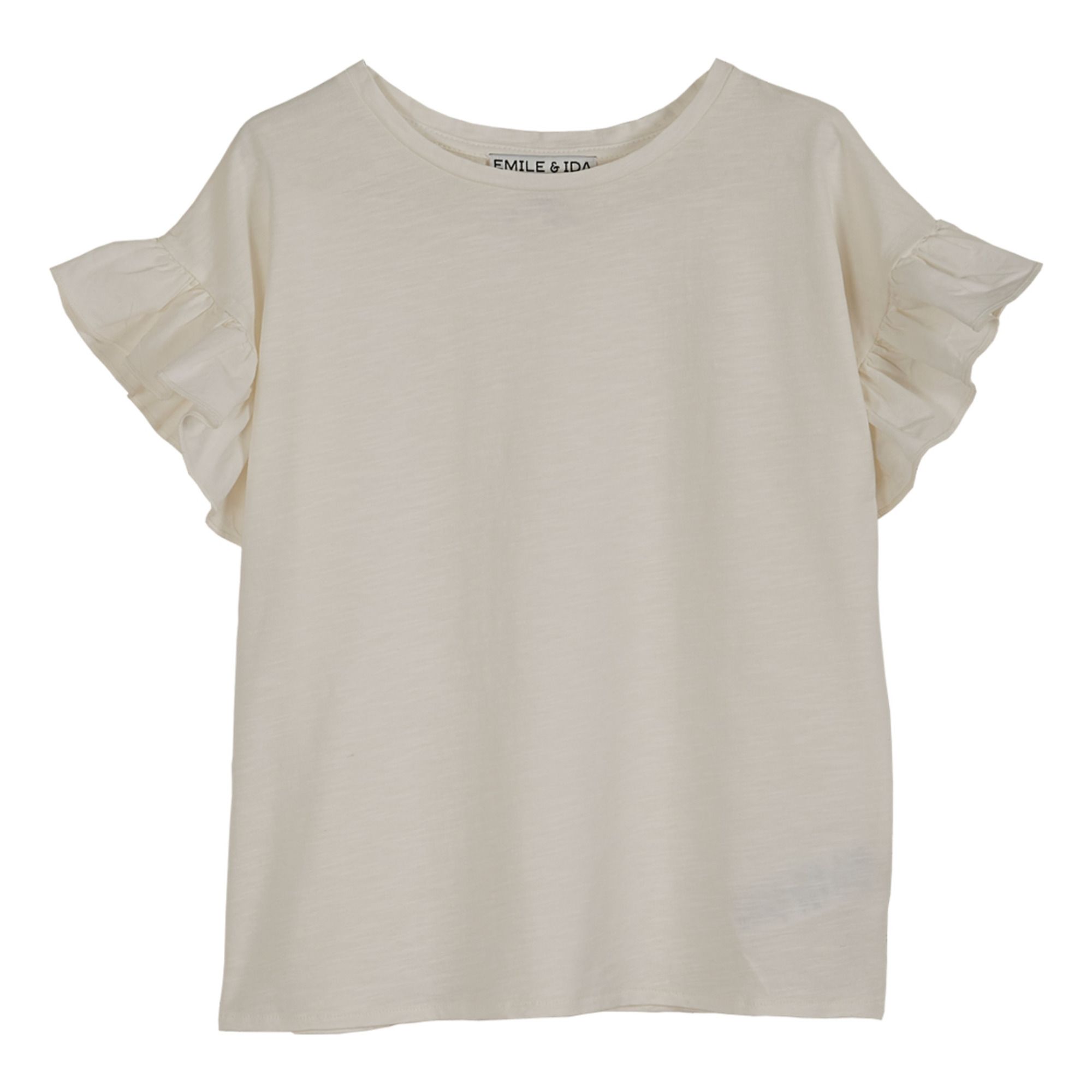Emile et Ida - T-Shirt Coton Bio Volants - Fille - Ecru