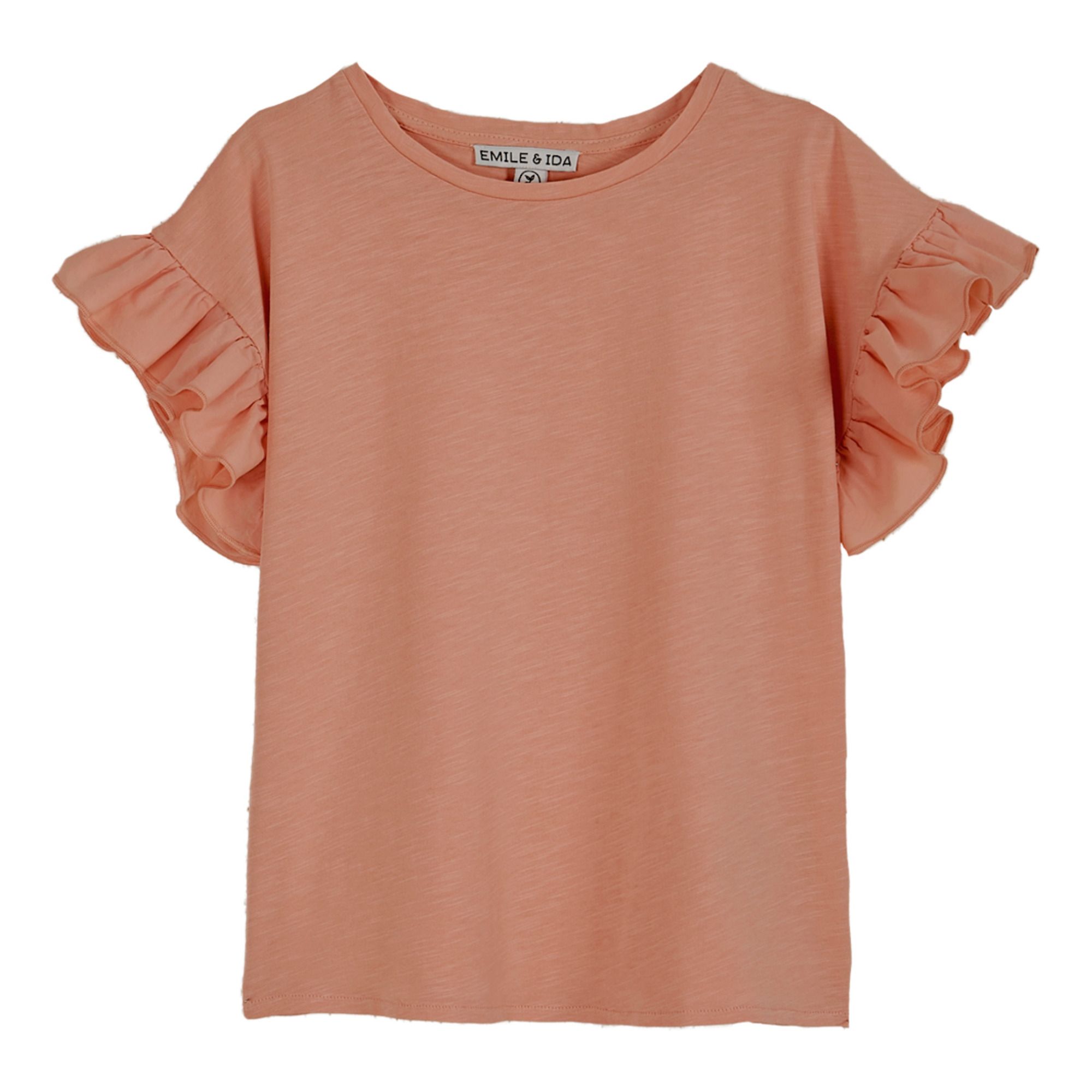 Emile et Ida - T-Shirt Coton Bio Volants - Fille - Vieux Rose