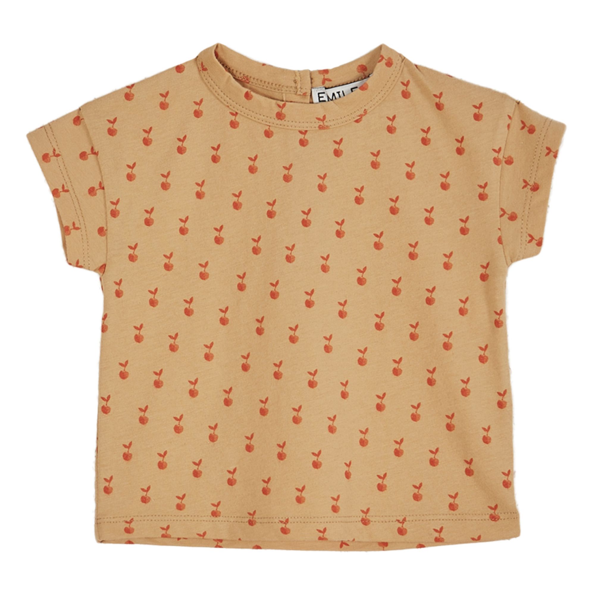 Emile et Ida - T-Shirt Coton Bio Pommes - Fille - Rose pêche