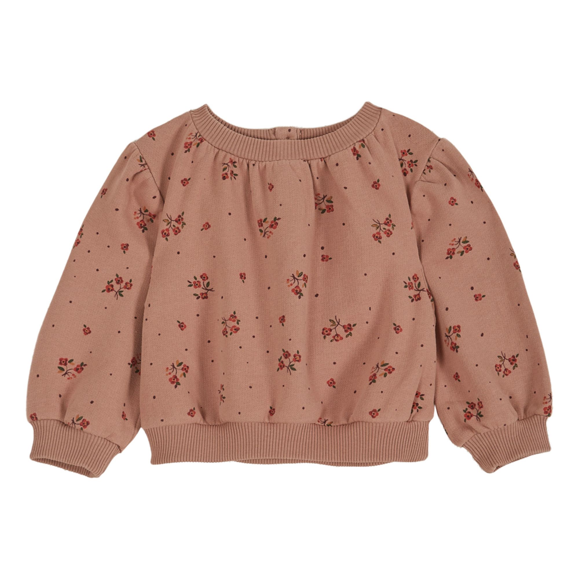 Emile et Ida - Sweat Coton Bio Fleurs - Fille - Vieux Rose