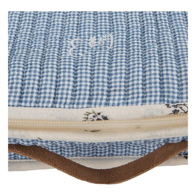 Embroidered Gingham Case Blue