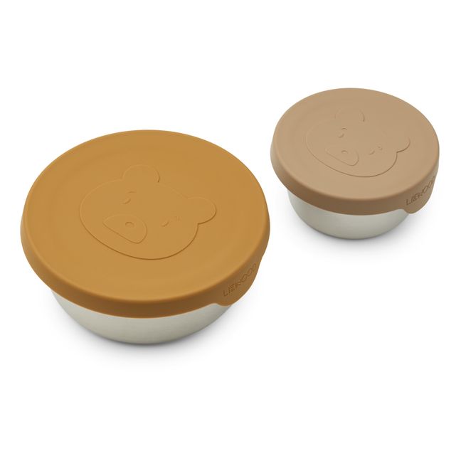 Snack-box Fiby in silicone - Set da 2 Caramello