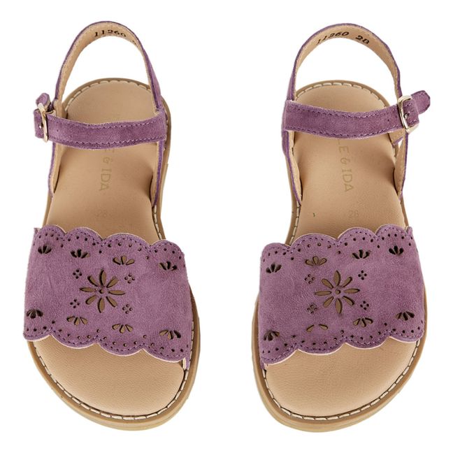 Sandales Ajourées Fleuries Violet