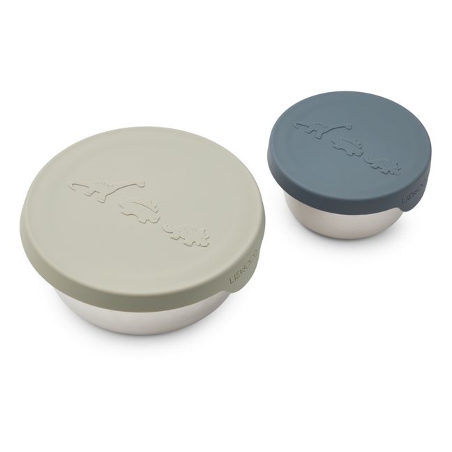 Snack-box Fiby en silicone - Set de 2 Bleu gris
