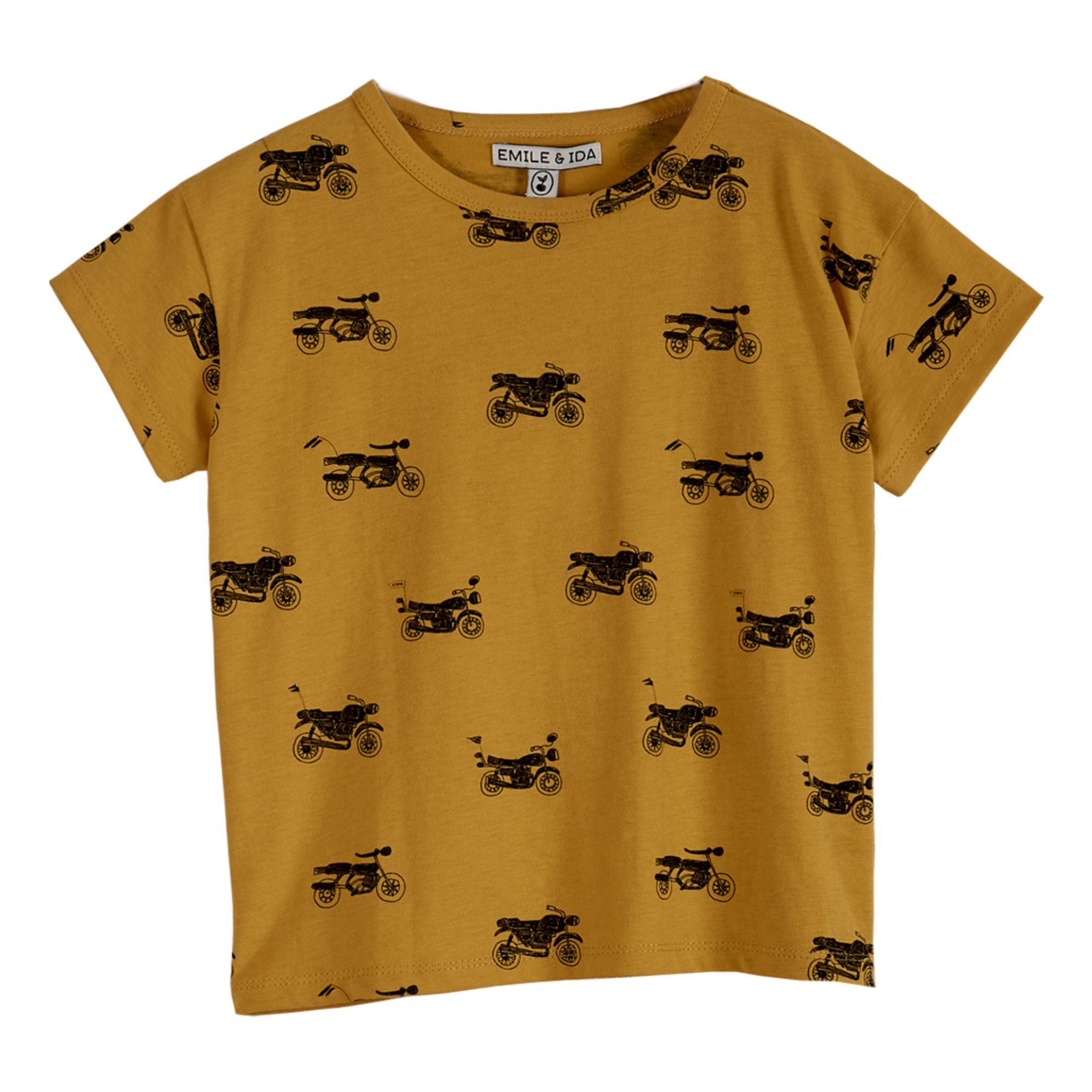 Emile et Ida - T-Shirt Coton Bio Motos - Garçon - Ocre