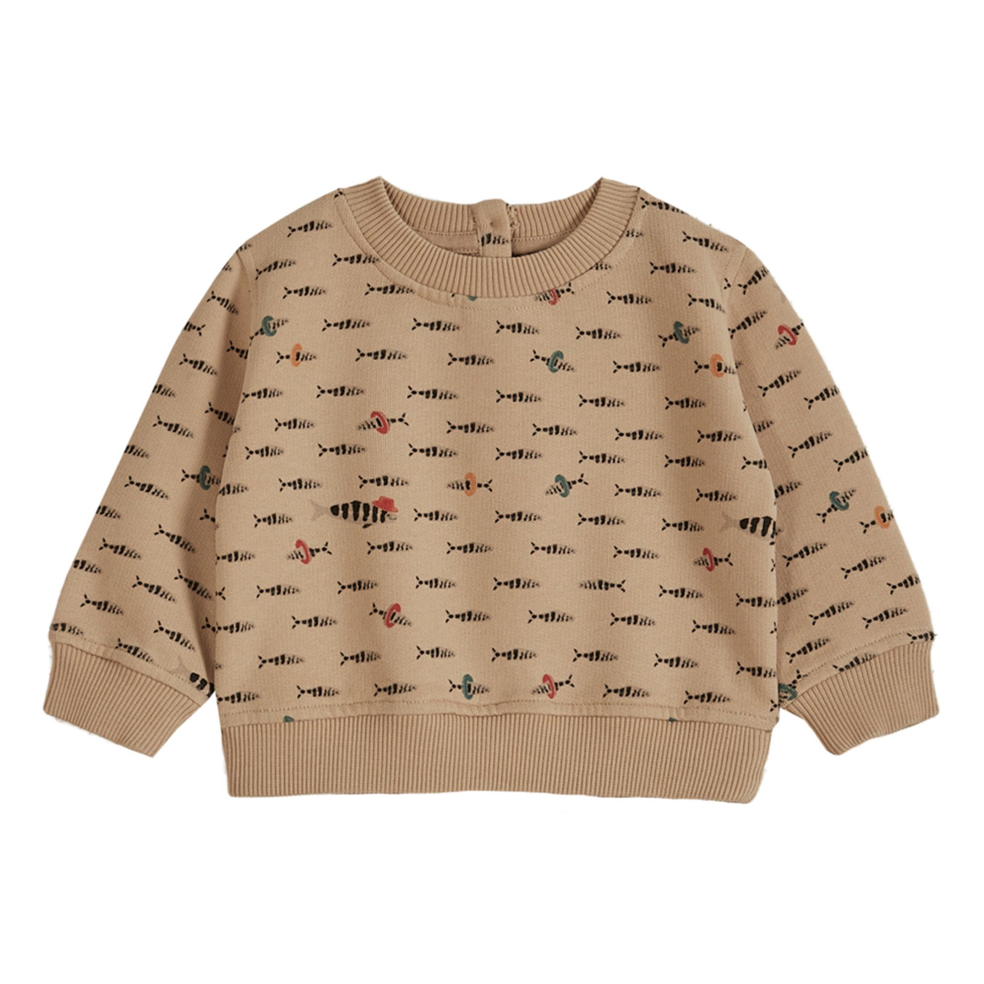 Emile et Ida - Sweat Coton Bio Poissons - Fille - Beige