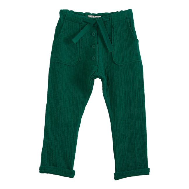 Pantalon Gaze de Coton Vert foncé