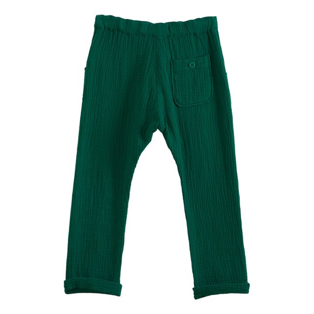 Pantalón gasa de algodón Verde Oscuro