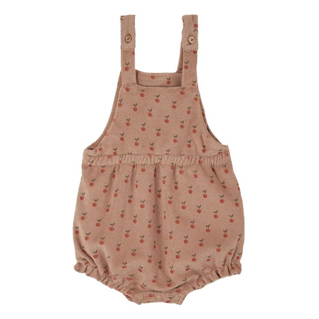Terry Cloth Apple Romper Dusty Pink