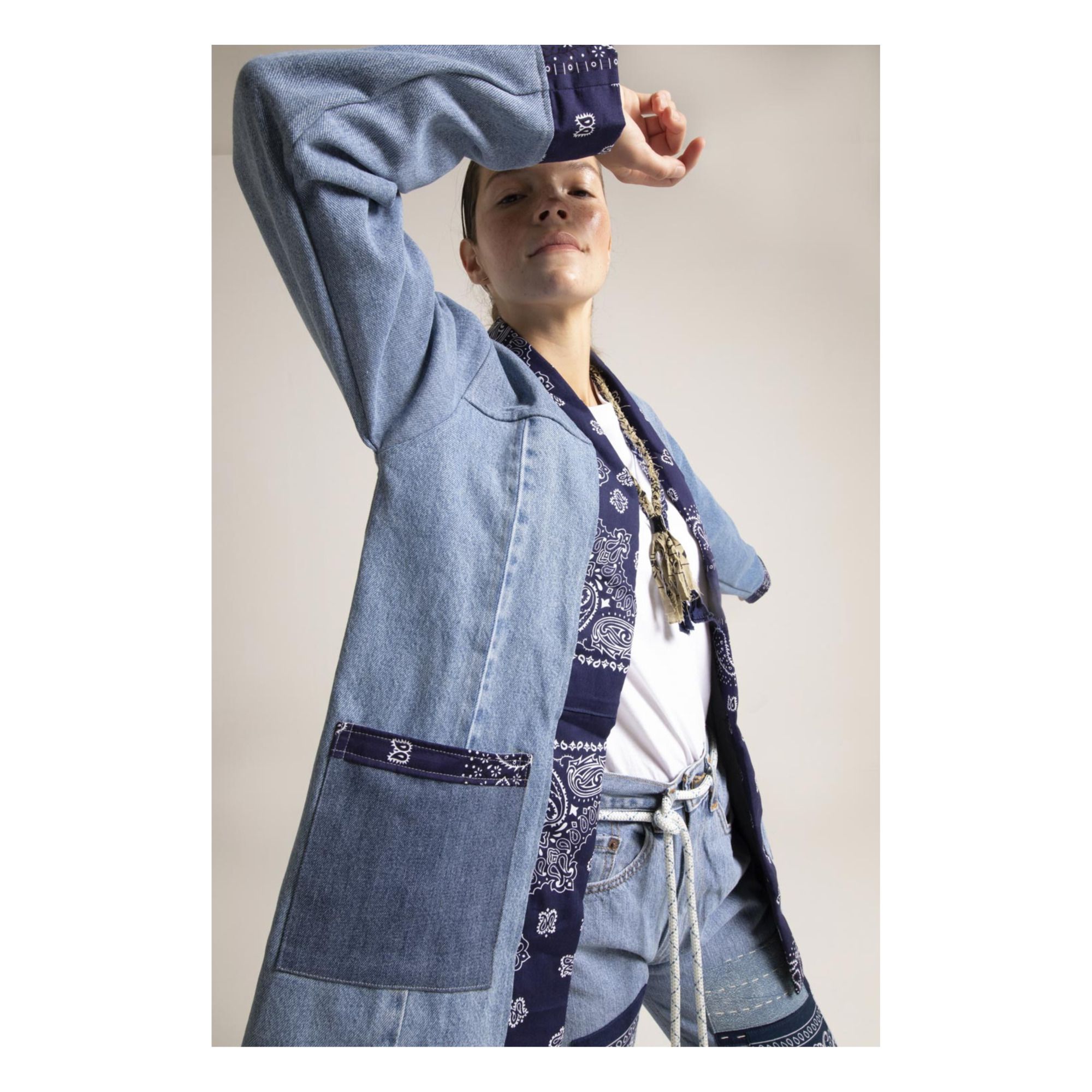 Kimono Nogari Denim Bandana Bleu- Image produit n°1