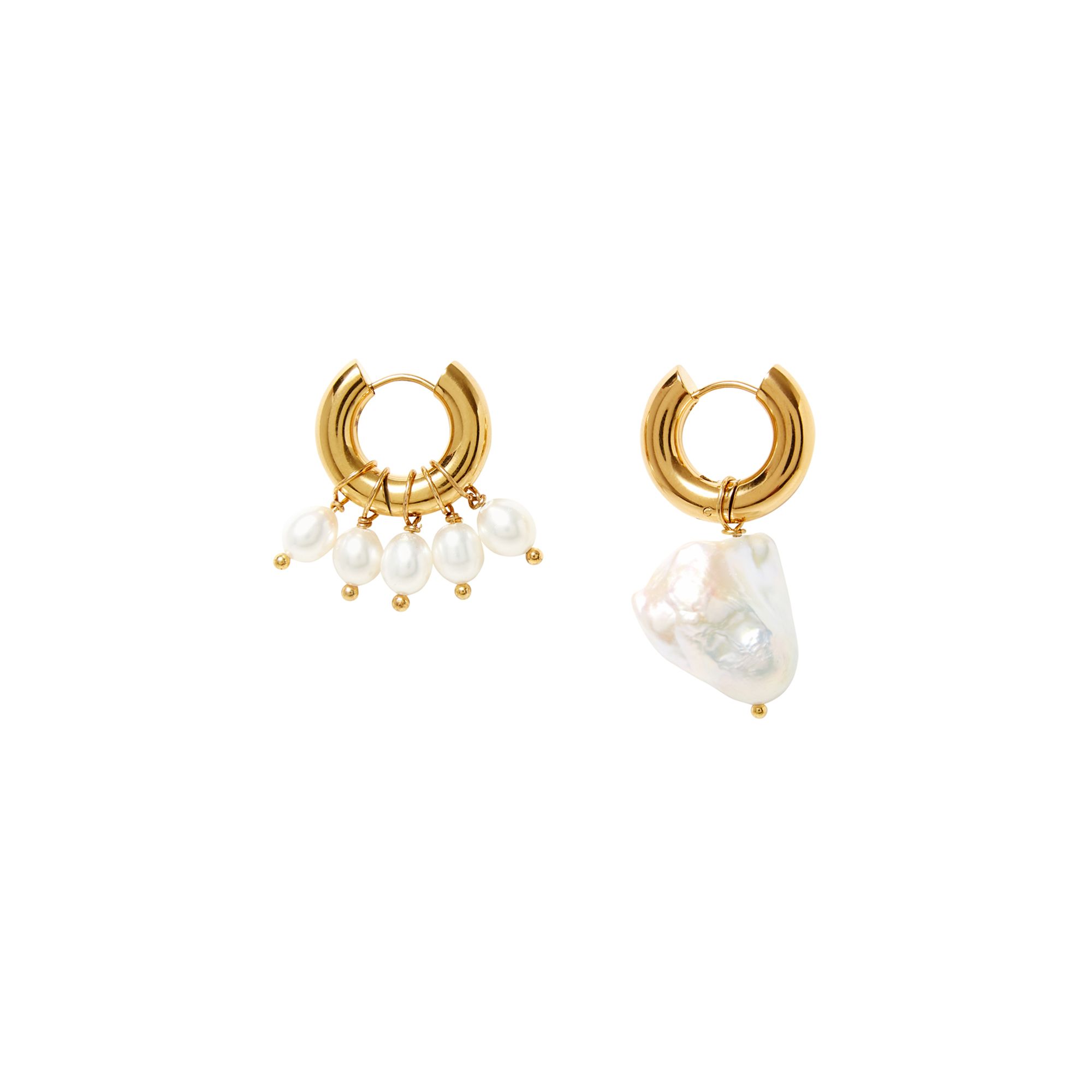 Timeless Pearly - Boucles d'Oreilles Dépareillées Perles - Femme - Blanc
