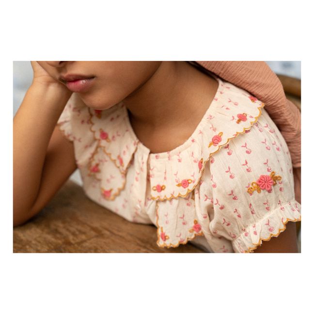 Embroidered Flower Blouse Pale pink