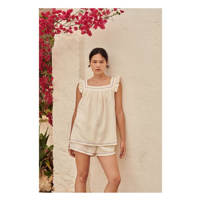 Top + Shorts aus Bio-Baumwollgaze Peppa - Damenkollektion -  Seidenfarben