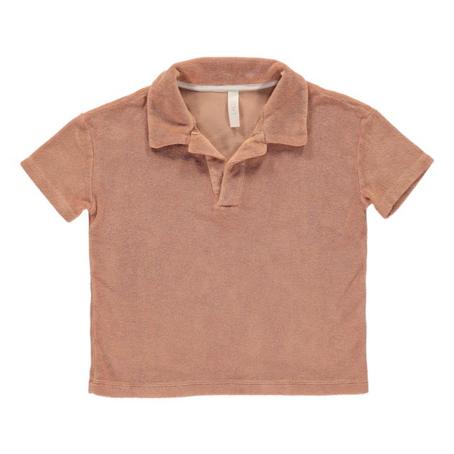Organic Cotton Terry Cloth Polo Shirt | Terracotta
