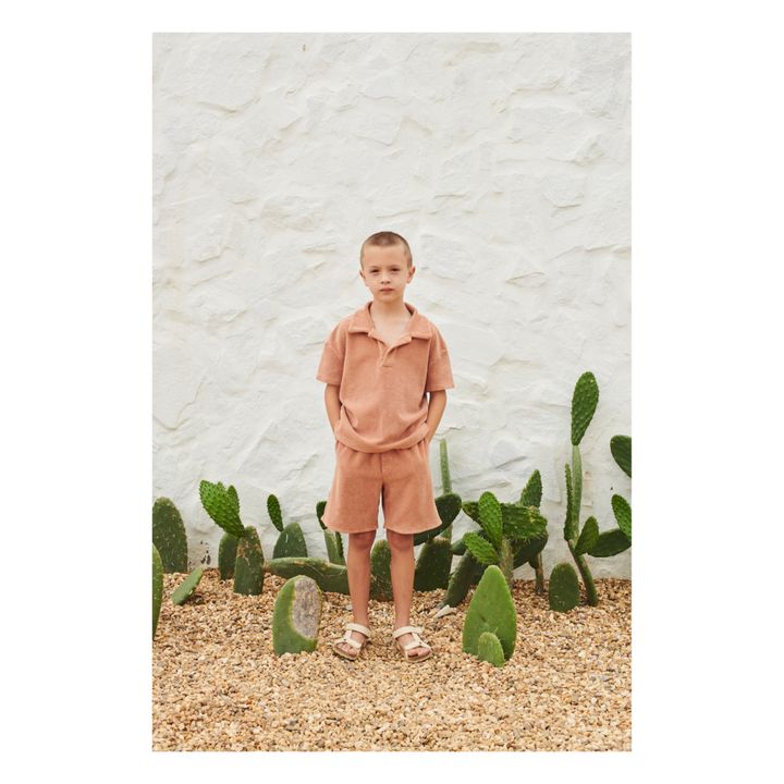 Organic Cotton Terry Cloth Polo Shirt | Terracotta- Product image n°1