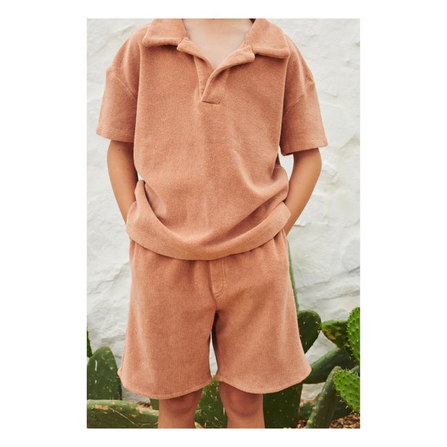 Organic Cotton Terry Cloth Polo Shirt | Terracotta