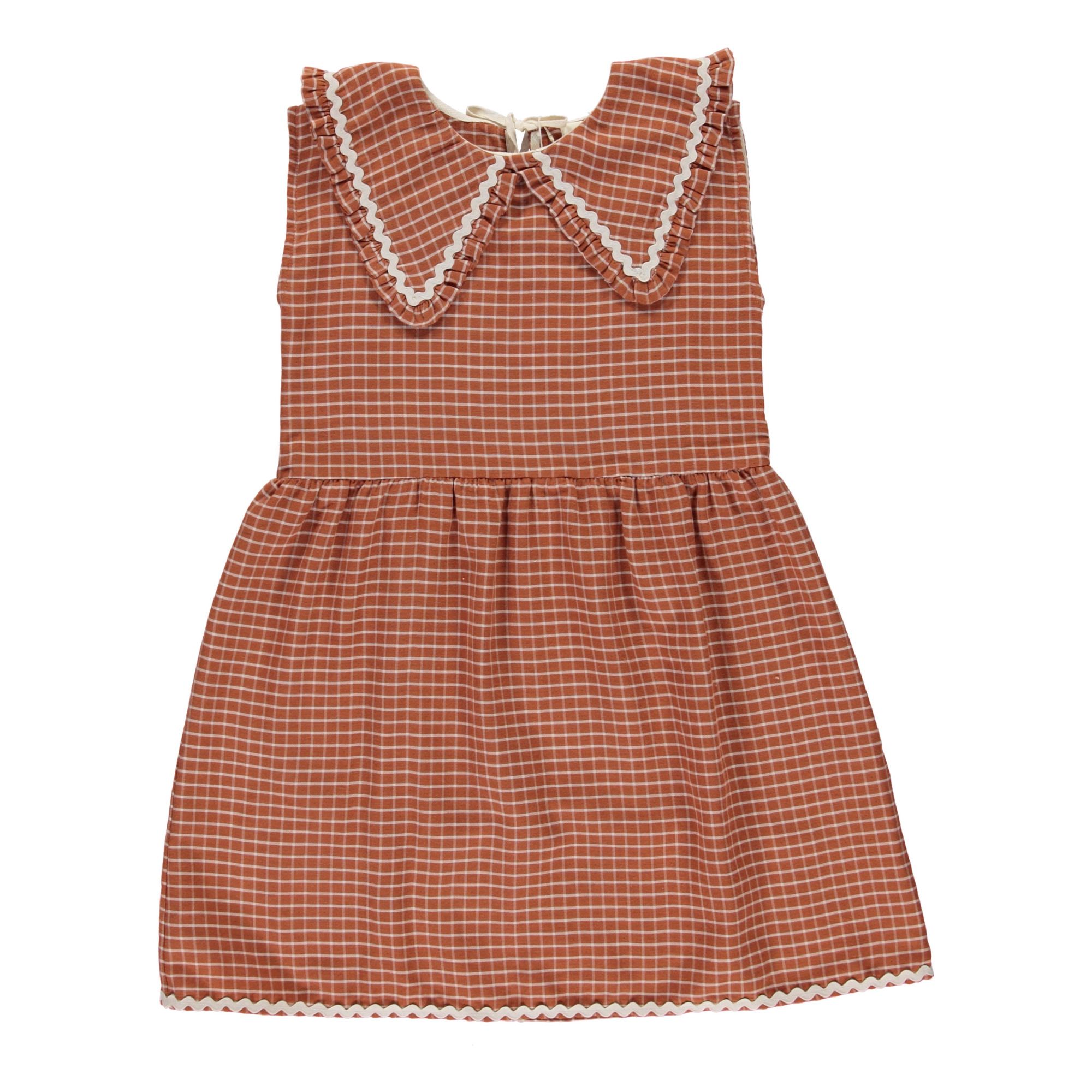 Liilu - Robe Coton Bio Carreaux Camila - Fille - Rouille