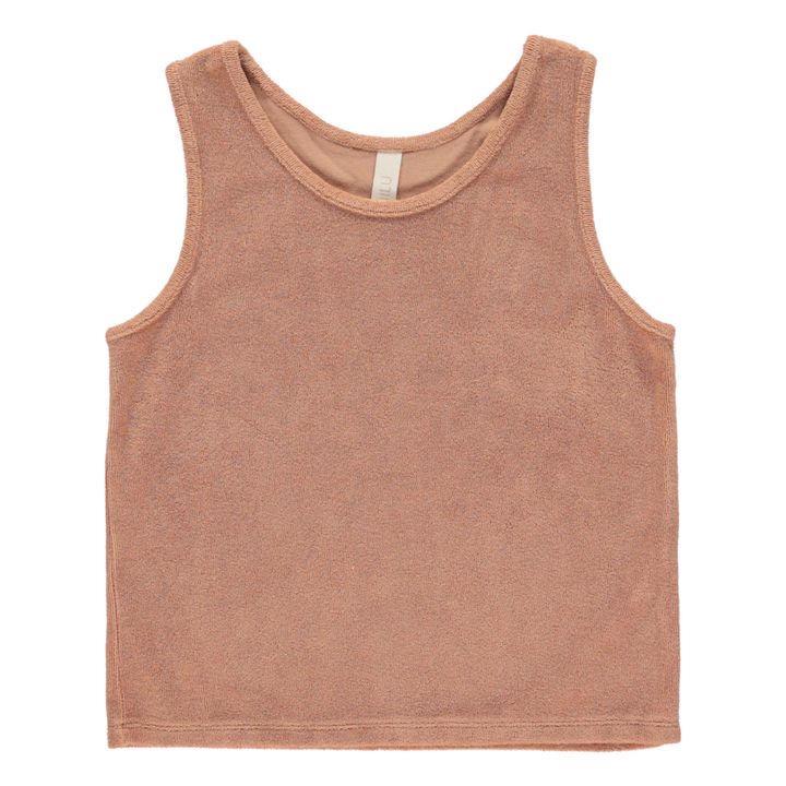 Camiseta de tirantes de tejido rizo y algodón orgánico Terracotta- Imagen del producto n°0